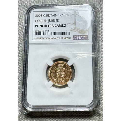 2002 Queen Elizabeth 11 gold proof half sovereign