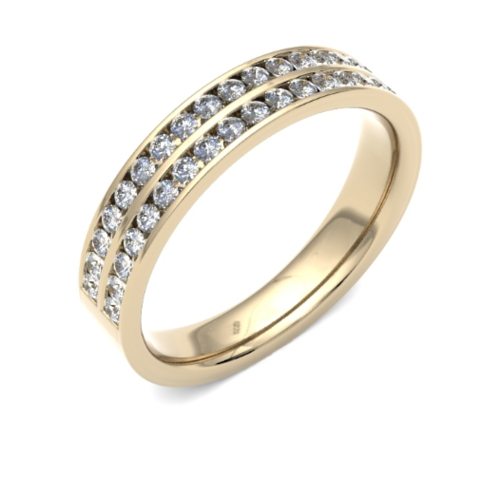 9ct 4mm DIAMOND SET double row round brilliant cut channel