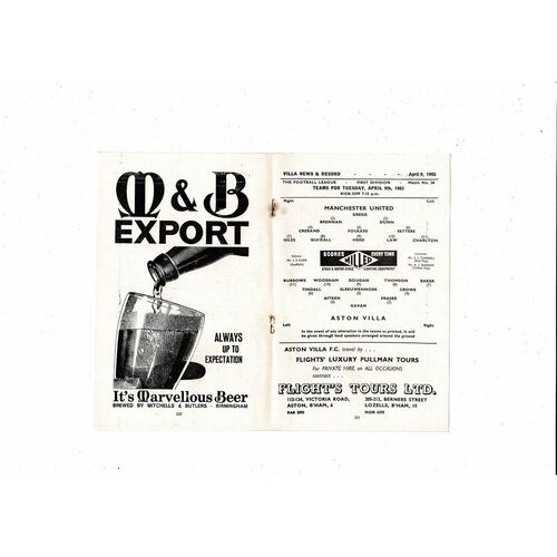 1962/63 Aston Villa v Manchester United Football Programme