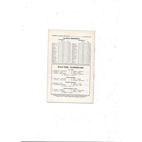 1952/53 Chelsea v Birmingham City FA Cup Football Programme