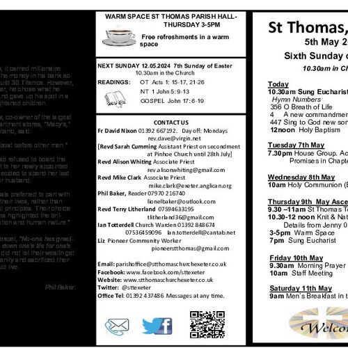 Pew Sheet | The Parish of St Thomas, Exeter