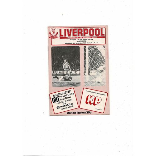 Liverpool v Aberdeen European Cup Football Programme 1980/81