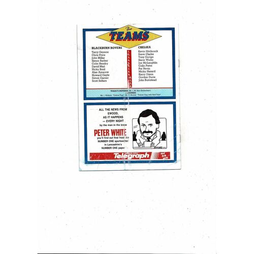 Blackburn Rovers v Chelsea Play Off Football Programme 1987/88