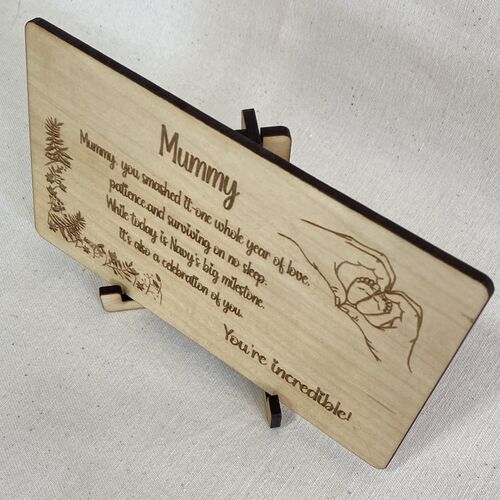 Personalised Mum Keepsake – Engraved 1st Birthday Milestone Gift | SeLntimental Plaque for New Mums