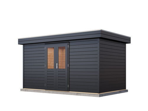 4.2mtr x 2.4mtr 44mm walled Flat Roof Cabin