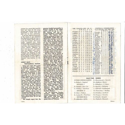 1956/57 Brentford v Northampton Town Football Programme