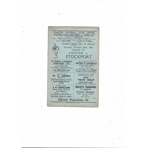 1957/58 Chester v Stockport County Football Programme