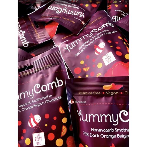 Case of Yummycomb 70% Dark Orange Chocolate Pouch 6 x 100g