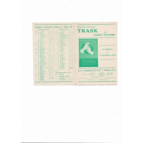 1954/55 Yeovil Town v Guildford Southern League Football Programme