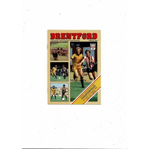 1981/82 Brentford v Chesterfield Football Programme