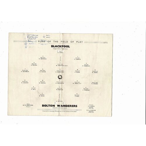 1953 Blackpool v Bolton Wanderers FA Cup Final Football Programme