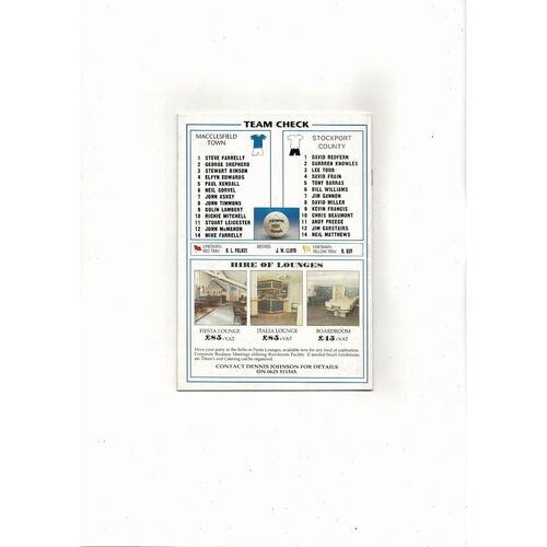 Macclesfield Town v Stockport County FA Cup Football Programme 1992/93