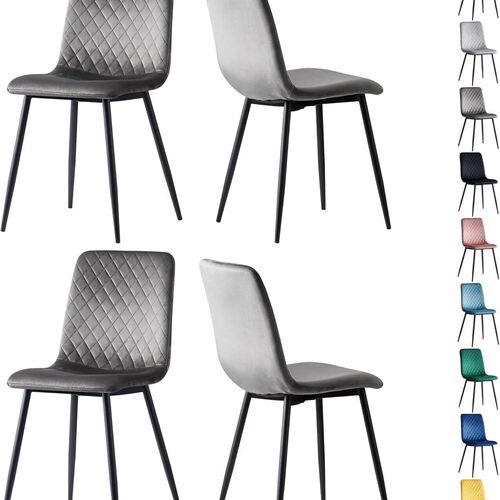 mcc direct Designer Velvet Fabric Dining Chairs Metal Legs Lexi Chairs(Set of 2/Set of 4)