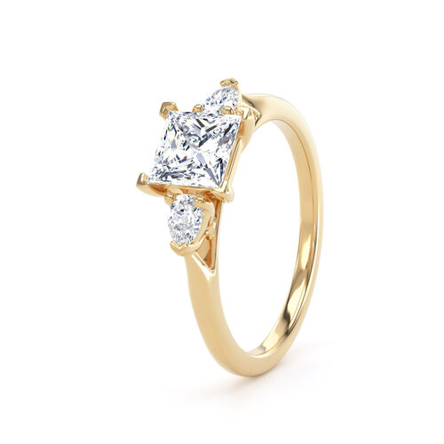 Princess and pear diamond trilogy ring