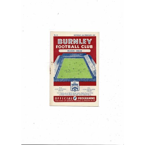 1958/59 Burnley v Portsmouth FA Cup Fifth Round Football Programme