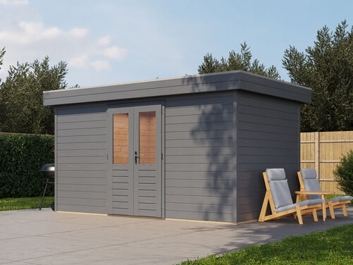 4.2mtr x 2.4mtr 44mm walled Flat Roof Cabin