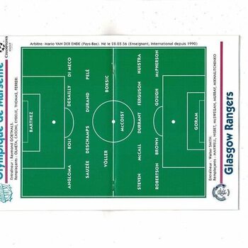 Olympique De Marseille v Glasgow Rangers UEFA Champions League Football Programme 1992/93