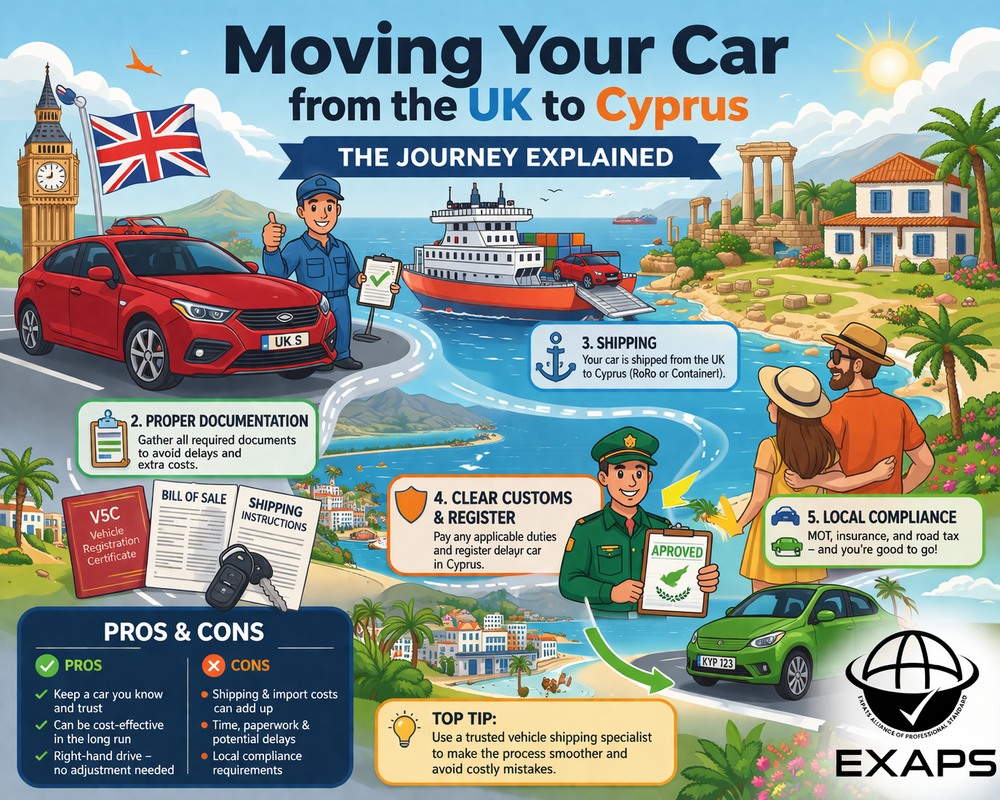 Moving Your Car from the UK to Cyprus: What You Need to Know Before You Ship It | Expats Alliance of Professional Standard | Trusted Professionals for Individuals and Families Moving Abroad | Expat Services Directory | Real Estate Lawyers and Accountants Europe