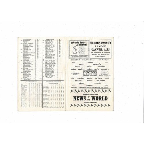 1960/61 Barnsley v Grimsby Town Football Programme