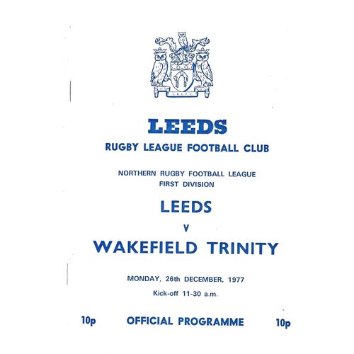 1977/78 Leeds v Wakefield Trinity (26/12/1977) Rugby League Programme