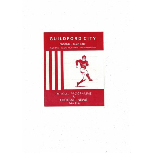 Guildford City v Brentford Friendly Football Programme 1970/71
