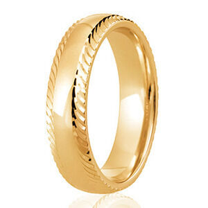 Highly polished band with bright, diamond cut edge