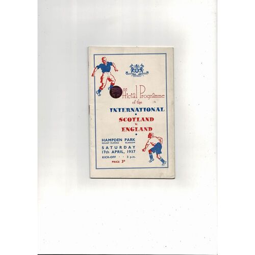 1937 Scotland v England International Football Programme @ Hampden Park