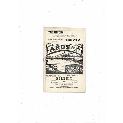 1966/67 Ards v Derry City Football Programme