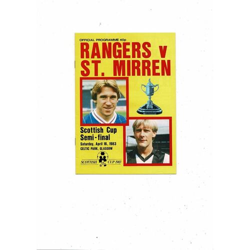 1983 Rangers v St. Mirren Scottish Cup Semi Final Football Programme