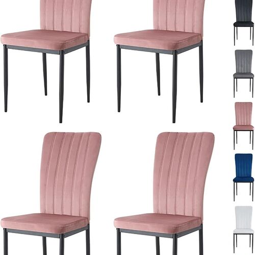 mcc direct Dining Chairs, Velvet High Back Kitchen Chairs with Upholstered Soft Seat and Metal Legs for Home, Office, Dining and Reception - Elle