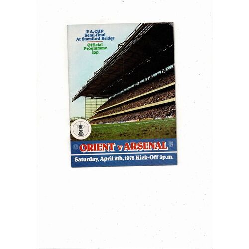 1978 Leyton Orient v Arsenal FA Cup Semi Final Football Programme