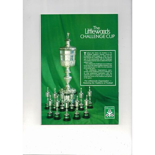 1988 Arsenal v Luton Town League Cup Final Football Programme