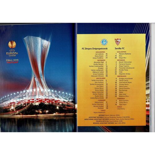 2015 Sevilla v Dnipro Europa League Final Football Programme
