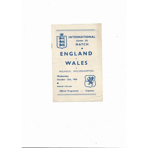 1966 England v Wales U23 International Football Programme @ Wolves