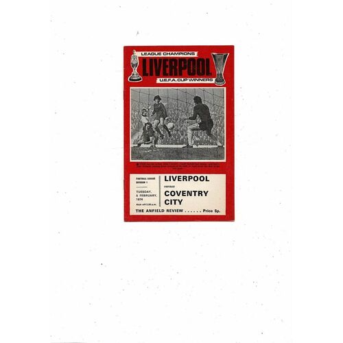 1973/74 Liverpool v Coventry City Football Programme
