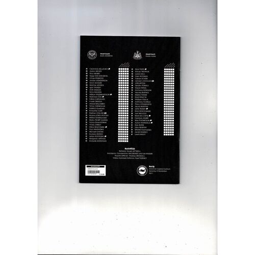 2025/26 Brentford v Newcastle United Football Progamme