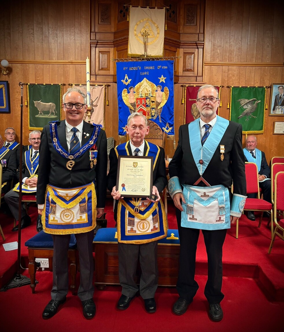 50 Years of Freemasonry for Alan Tomkinson