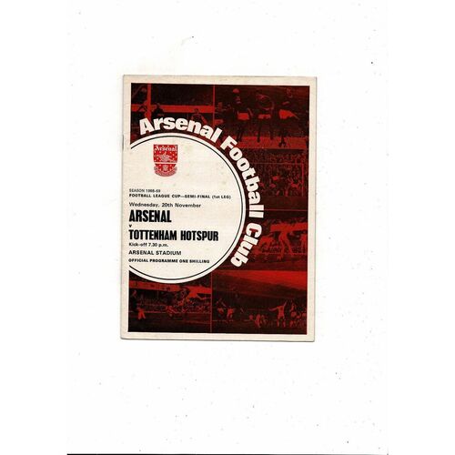 1968/69 Arsenal v Tottenham Hotspur League Cup Semi Final Football Programme