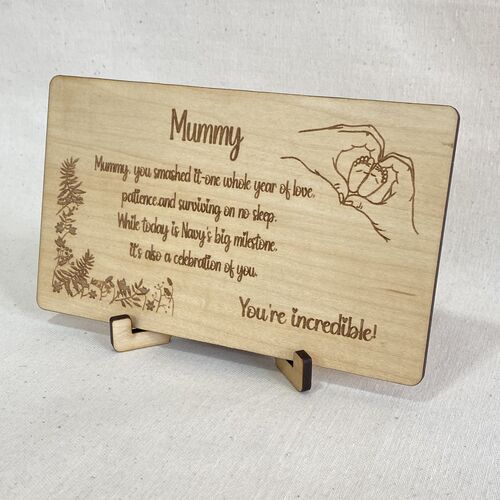 Personalised Mum Keepsake – Engraved 1st Birthday Milestone Gift | SeLntimental Plaque for New Mums