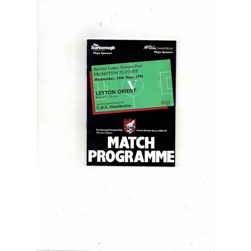 Scarborough v Leyton Orient Play Off Football Programme 1988/89