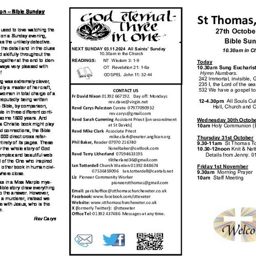 Pew Sheet | The Parish of St Thomas, Exeter