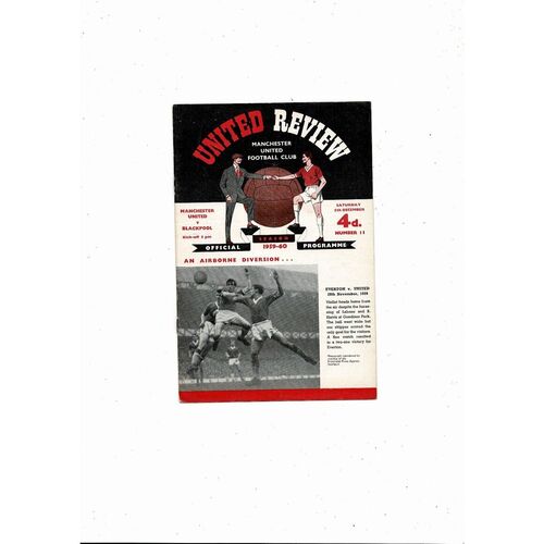 1959/60 Manchester United v Blackpool Football Programme