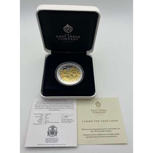 2023 Stunning Una & The Lion 1 Ounce Pure Silver Coin with Gold Plate