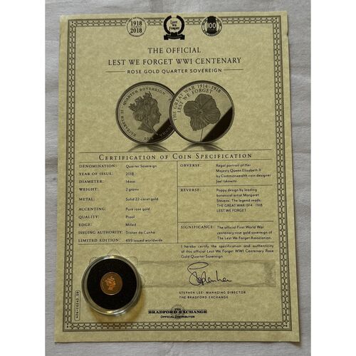 2018 QE11 Rose gold quarter sovereign