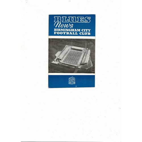 1965/66 Birmingham City v Bristol City Football Programme