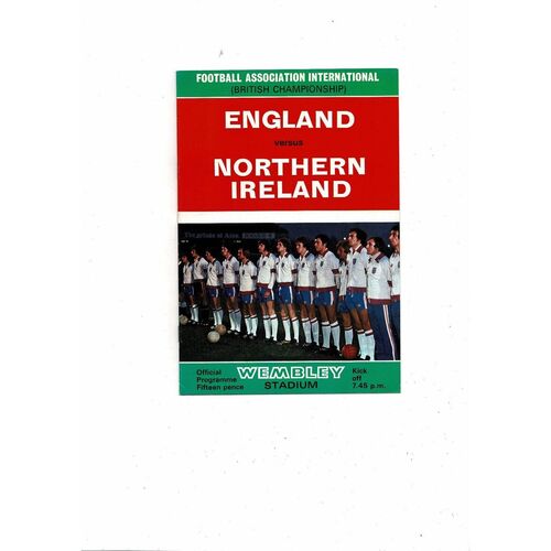 1976 England v Northern Ireland Football Programme