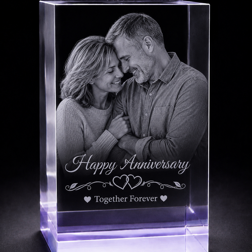 Anniversary 3D Crystal Gifts | 3d Crystal Shop | 3d crystal glass engraving | Personalised 3d engraving  | 3d crystal photo