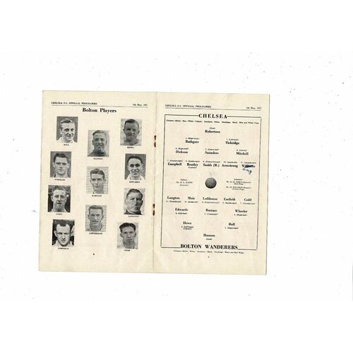 1950/51 Chelsea v Bolton Wanderers Football Programme