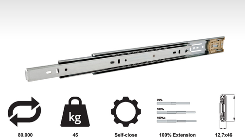Guide telescopiche a estrazione totale da 45 kg