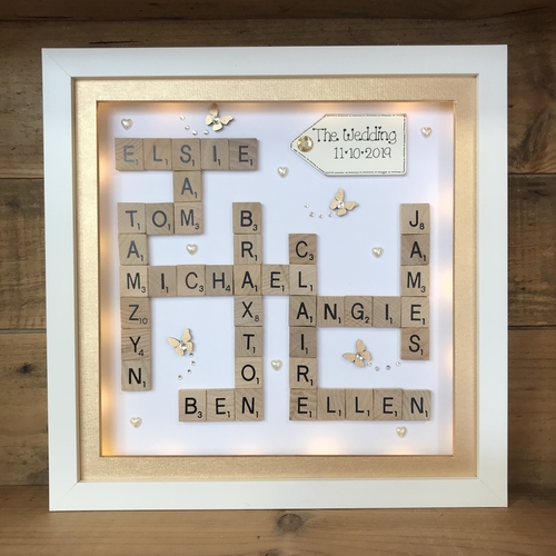 XL LED Customised Scrabble Family Name Box Frame